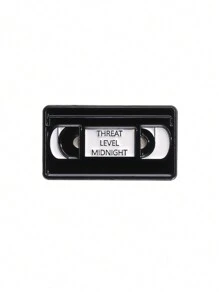 1pc THREAT LEVEL MIDNIGHT  Enamel Pin The VHS Tape Badge Black Cassette Brooch Music Jewelry Unisex Festival Halloween Present