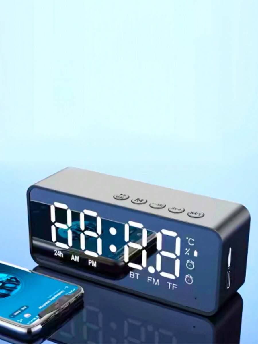 Gương đầu giường đa năng Đồng hồ báo thức Loa Bluetooth, Thẻ gia đình di động cao cấp Âm thanh Bluetooth - Nhiều màu - Xem 1