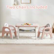 Kids Table And Chair Set, Plastic Children Activity Table With 2 Chairs, Toddler Table And Chair Set For Reading, Drawing, Snack Time, Arts Crafts, Preschool, Gift For Boys Girls - Hồng - Xem 6