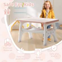 Kids Table And Chair Set, Plastic Children Activity Table With 2 Chairs, Toddler Table And Chair Set For Reading, Drawing, Snack Time, Arts Crafts, Preschool, Gift For Boys Girls - Hồng - Xem 4