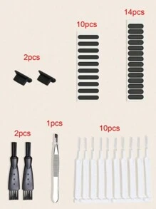 Multiple In One Charging Port Cleaning Kit For Smartphones With Dust Plug For Speaker And Earphone Holes Dust Screen And Cleaning Brushes Mobile Phone Speaker Dust Removal Cleaner Tool Kit Compatible With IPhone 15 14 13 12 11 - White - View 2