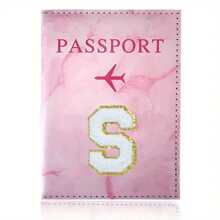 Chic Personalized Passport Holder For Women & Teens - Initial PU Leather Wallet With 26 Letter Patches, Stylish Travel Card Case, Perfect Unique Gift For Her, Enhance Your Jetset Style Travel Essentials School Back To School School Supplies Holiday Holiday Essentials Vacation Accessories Passport Cover - Dusty Pink - View 21