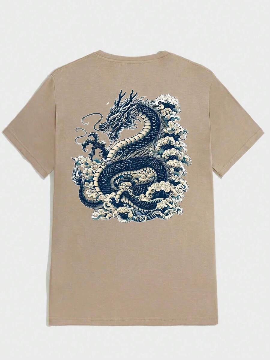 Unisex Dragon T-Shirt 100% Cotton Streetwear New Release Shipping Various Colors!! - 米色 - 查看 1