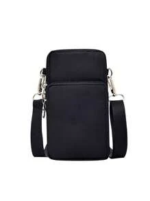 1 chiếc túi xách mini thể thao ngoài trời in chữ màu hồng, có giắc cắm tai nghe, ngăn đựng điện thoại, túi đeo tay, ví đựng tiền xu, túi đeo vai, túi đeo chéo điện thoại nữ, ví dọc nhiều khóa kéo, thích hợp cho chạy bộ, leo núi và đạp xe. - màu đen - Xem 24