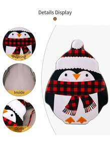 1件家居生活用品圣诞节卡通雪人铁盒姜饼人饼干盒圣诞老人糖果盒礼品盒硬币罐储物盒圣诞装饰用品 - 彩色 - 查看 4