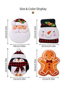 1件家居生活用品圣诞节卡通雪人铁盒姜饼人饼干盒圣诞老人糖果盒礼品盒硬币罐储物盒圣诞装饰用品 - 彩色 - 查看 3