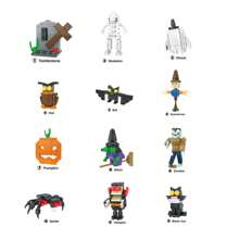 Juguetes de construcción de bloques pequeños de Halloween: Bruja, Vampiro, Zombi - Rompecabezas de dibujos animados de Halloween, regalo de cumpleaños para niños, regalo de Navidad, invierno, Acción de Gracias - Bloques de colores - Multicolor - Ver 1