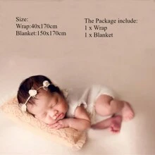 2 件套 150*170 厘米新生儿摄影道具毯子包裹套装可拉伸牛奶面料纯色相框背景旅行尺寸拍摄工作室配件婴儿洗礼家庭装饰礼物婴儿洗礼复活节礼物适合女孩/男孩的物品 - 多 - 查看 2