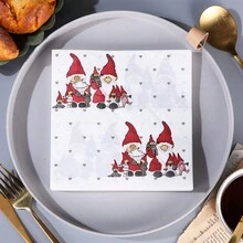 AFYPRTY 20pcs/Bag Christmas Napkins 6.5-Inch Napkins Festival Decorations Suitable For Christmas Party Decoration Restaurant Kitchen Bar Supplies,Christmas - Multicolor - View 2