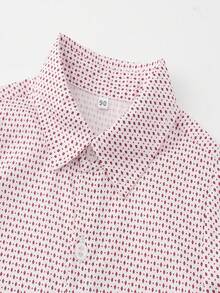 KIMOCAT 2 szt. Chłopięca koszula i spodnie w kropki na wiosnę i jesień, formalny strój - Czerwony - Zobacz 3