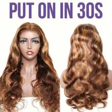 40 Inch 250% Density Wear And Go Glueless Wigs Body Wave Honey Blonde Ombre 5x5 HD Lace Closure Wigs Human Hair Highlight Body Wave Lace Front Wigs Human Hair Pre Plucked 250 Density Ready To Go Glueless 5X5 HD Lace Closure Wig For Women 4/27 Colored
