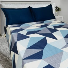 Double Bedspread With Pillowcase - Lovely Prints And Thick Fabric - Màu xanh lam - Xem 3