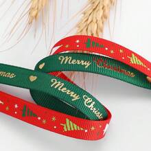 5Yard/Roll Christmas Grosgrain Ribbon Snowflake Christmas Tree Wrapping Ribbon Soft Craft Ribbon Christmas Polyester Satin Ribbon Hair Bow Clip Accessory For Christmas DIY Craft Decor - Multicolor - View 3