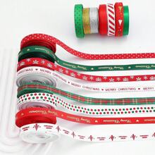 5Yard/Roll Christmas Grosgrain Ribbon Snowflake Christmas Tree Wrapping Ribbon Soft Craft Ribbon Christmas Polyester Satin Ribbon Hair Bow Clip Accessory For Christmas DIY Craft Decor - Multicolor - View 2