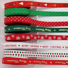 5Yard/Roll Christmas Grosgrain Ribbon Snowflake Christmas Tree Wrapping Ribbon Soft Craft Ribbon Christmas Polyester Satin Ribbon Hair Bow Clip Accessory For Christmas DIY Craft Decor - Multicolor - View 6