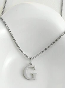 Magic Fish 1pc Classic 26 Alphabet Letter Necklace A-Z Initial Pendant Necklace Stainless Steel Jewelry Gift, Suitable For Daily Wear
