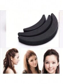 4pcs Fluffy Sponge Invisible Hair Comb Hair Pad Black Hair Clip Insertion Tool Kit Suitable For Women Girls DIY Hairstyle, Hair Accessories, Wedding, Bride Hair Styling, Side Comb - Black - View 9