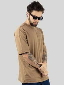 Kit 4 Premium Men's Oversized T-Shirts 100% Cotton Thick Plain Basic Streetwear - Nhiều màu - Xem 8