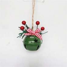 1pc Christmas Decoration Painted Bell Pendant Jute Rope Red Fruit Accessory Window Display Christmas Bell Iron Christmas Tree Ornament - Multicolor - View 22