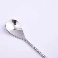 Multi-Functional Stainless Steel Barspoon With Thread, Coffee And Milk Tea Stirring Spoon, Kitchen Utensil, For Outdoor, Camping - Silver - View 4