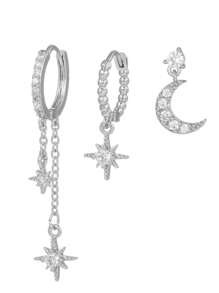 3-6个水钻耳夹，独特设计，高端大气，适合学生和女性佩戴，无需耳洞，日常佩戴。 - 三件式耳飾套裝 - 查看 5