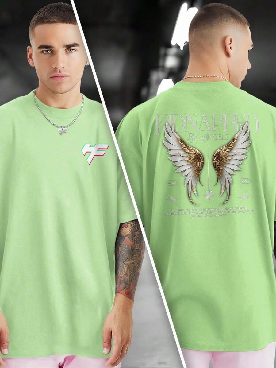 KIDNAPP 100% Cotton Printed T-Shirt Front And Back GPJ1 - 薄荷綠 - 查看 1