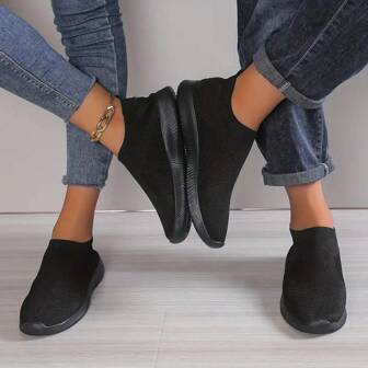 男士时尚防滑透气轻便休闲运动步行鞋，一脚蹬休闲运动鞋情侣款运动跑步鞋