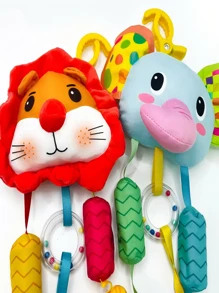 1 件婴儿动物风铃吊坠，可爱大象狮子摇铃拼图声音玩具，圣诞礼物婴儿推车悬挂玩具套装 - 柔软面料，风铃；婴儿摇铃玩具 0-3 岁幼儿玩具婴儿玩具新生儿用悬挂玩具发出声音