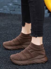 Women's Breathable Knitted Sock Sneakers, Fashion Thick Sole Casual Sports Shoes