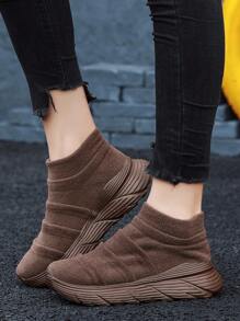 Women's Breathable Knitted Sock Sneakers, Fashion Thick Sole Casual Sports Shoes