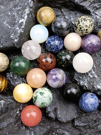 QYDCX 1pc Natural Crystal Ball Polished Divination Orb Indoor, Desktop Planter Decorative Round Orb Balancing Energy Healing Stone(25mm)