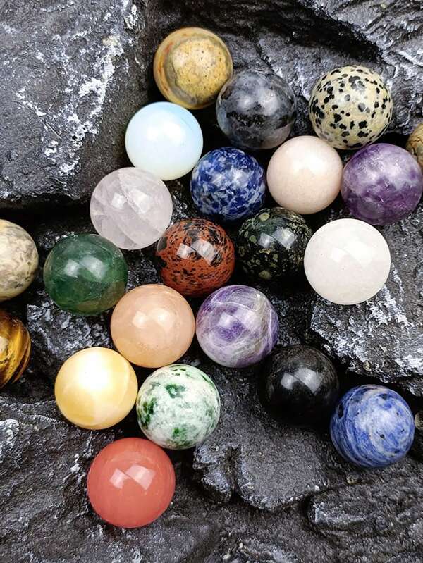 QYDCX 1 Peça Bola de Cristal Natural Polida Orb de Adivinhação Interior, Decoração de Pedra Redonda Orb de Energia de Equilíbrio e Cura Planta de Mesa (25mm)