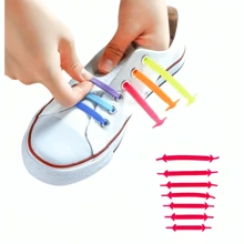 20pcs/Lot Colorful Elastic Silicone Shoelaces No Tie Shoe Laces For Adult Children Elderly Sports Shoes - Đỏ - Xem 1