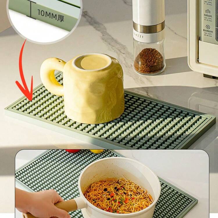 Silicone Anti-Slip Heat Insulation Countertop Mat, Perforated Design, Modular, 3 Sizes, Cup Coaster - Multicolor - View 2