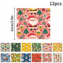 Giấy cắt hình vuông Giáng sinh, vật liệu, 12 mẫu khác nhau bao gồm cây thông Noel, ông già Noel, bông tuyết, người tuyết, chắp vá cho đồ thủ công DIY - Nhiều màu - Xem 3