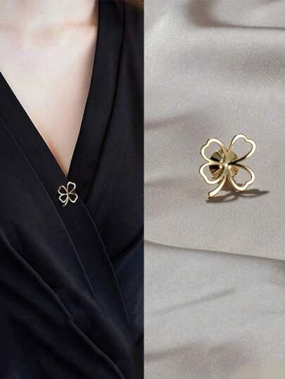 2 piezas de alfileres de broche mini con estilo de trébol/zorro/luna/gato en tono dorado, decoración de moda japonesa para camisa, suéter, chaqueta, adecuado para salidas, viajes, fiestas, regalos de cumpleaños