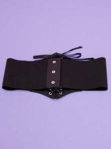 1 pieza Corsé negro para mujer con cintura anudable, cinturón elástico, diseño minimalista para uso diario, accesorio de corsé para mujeres para vestidos, estilo vaquero occidental, vaquera, país, vintage, corsé negro para vestido, entrenador de cintura para adelgazamiento y control del abdomen, disfraz de Halloween