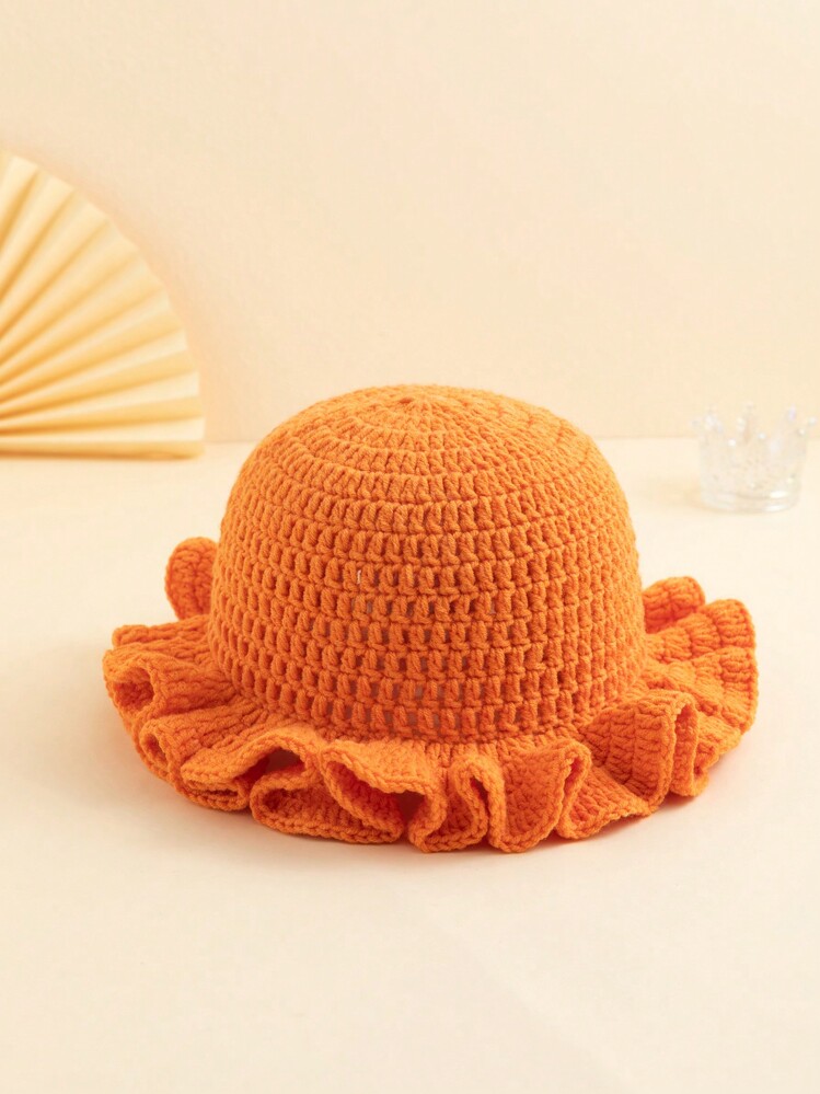 1pc Women's Fashion Solid Color Versatile Handmade Crochet Wavy Brim Knit Beanie, Suitable For Autumn/Winter Warmth And Daily Wear Christmas Winter Outfits - Multicolor - View 10