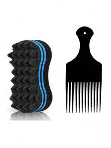 Hair Sponges For Women Curls Magic Twist Hair Sponge, Barber Hair Brush Sponge Tool Kit, Men Women Styling Tool For Curl, Coils, Dreadlocks Wave Hair Care Tool With Pick , Barber Tools, Hair Salon Hair Tools - Multicolor - View 24