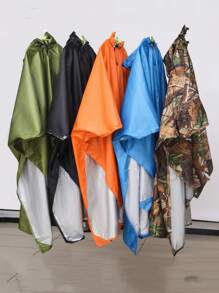 1 件户外三合一连帽防水雨衣，防风雨衣，多功能，适合徒步旅行、骑自行车，配有储物袋，黑色