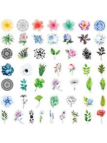 50PCS Cartoon Fresh & Beautiful Plant Floral Doodle Stickers Stylish Creative DIY Decorative Decals For Mugs, Helmets, Skateboards & Stationery - 彩色 - 查看 5