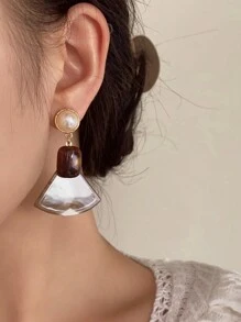 1pair Resin Geometric Retro Earrings For Women, Casual & Party Wear