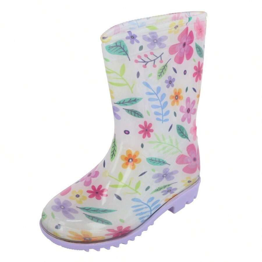 Wootie Toddler  Floral Waterproof Rain Boots - 紫色 - 查看 1