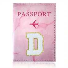 Chic Personalized Passport Holder For Women & Teens - Initial PU Leather Wallet With 26 Letter Patches, Stylish Travel Card Case, Perfect Unique Gift For Her, Enhance Your Jetset Style Travel Essentials School Back To School School Supplies Holiday Holiday Essentials Vacation Accessories Passport Cover - Dusty Pink - View 23