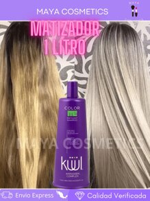 Shampoo 1 litro Matizador Kuul Para Canas, Cabellos  rubios o decolorados Shampoo Matizador De Canas Profesional 1 Litro - azul real - Ver 2