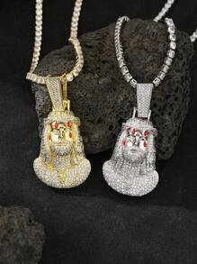 1 chiếc Bling Iced Out Platinum Mạ Vàng Hip Hop Nam Trang Sức Bé Trai Micro Pave 5A Cubic Zirconia CZ Mặt Dây Chuyền Chúa Jesus Lớn Chất Lượng Cao 4mm 20 inch Dây Chuyền Tennis Kèm Hộp Quà Tặng Cho Rapper - Hiphop - Xem 6