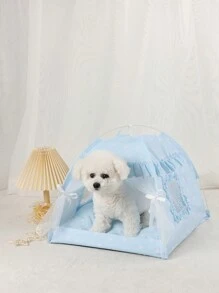 1 pieza Tienda para mascotas con estampado floral, diseño delgado y transpirable lavable, adecuado para gatos y perros pequeños, se puede usar tanto en interiores como en exteriores, para todo el año