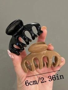 4个/套 女士亮面果冻色中号6厘米/2.36英寸爪形塑料发夹，时尚、优雅、简约风格，纯色，适合日常、休闲、派对、通勤、海滩等场合使用。发夹、发卡、发爪夹、发卡、发夹，秋冬季女士发饰，适合度假装扮、夏季装扮、旅行、生日等场合。 - 彩色 - 查看 3