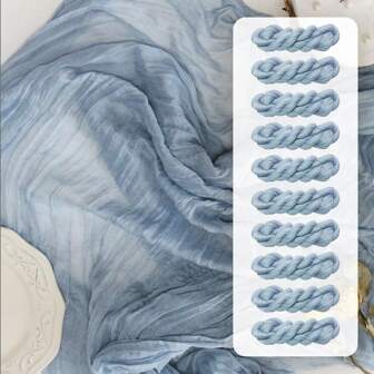 10 件长方形桌旗，180*90cm，300*90cm，400*90cm，粗棉布桌旗，波西米亚雪纺粗棉布乡村透明桌布，适合婚礼新娘婴儿送礼会生日或节日派对蛋糕桌面装饰，浪漫宴会桌面装饰雪纺桌旗，适用于生日、婚礼、宴会、节日派对装饰和婴儿送礼会