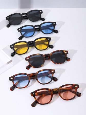 1 paire de lunettes mode avec petit cadre décoré de clous, accessoires de plage unisexes. Lunettes de soleil au style de rue qui conviennent aux pulls, vestes, sweats à capuche, pantalons et cargo pour l'été, les vacances à la plage, l'extérieur et les voyages